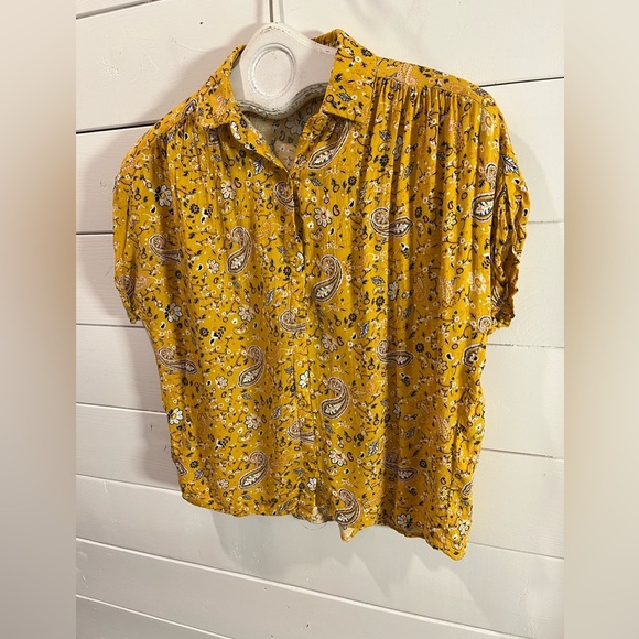 PIMKIE – Yellow paisley short-sleeve blouse – Size XS (EU 34 / FR 34) - Picture 8 of 11